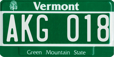 VT license plate AKG018