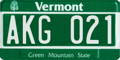 VT license plate AKG021
