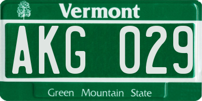 VT license plate AKG029