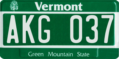 VT license plate AKG037