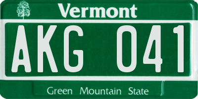VT license plate AKG041