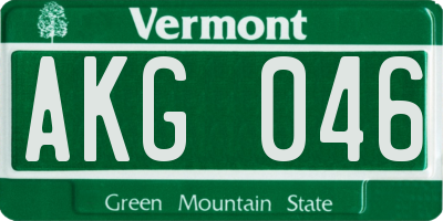 VT license plate AKG046