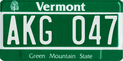 VT license plate AKG047