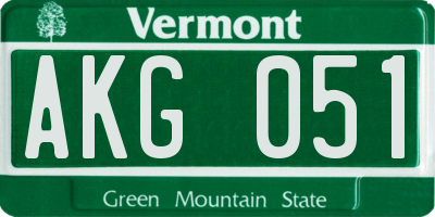 VT license plate AKG051