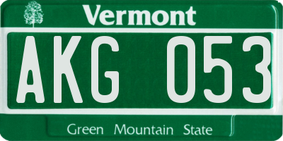 VT license plate AKG053