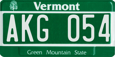 VT license plate AKG054