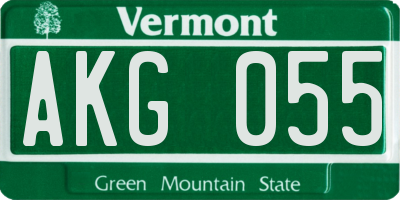 VT license plate AKG055