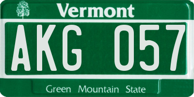VT license plate AKG057