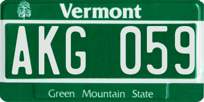 VT license plate AKG059