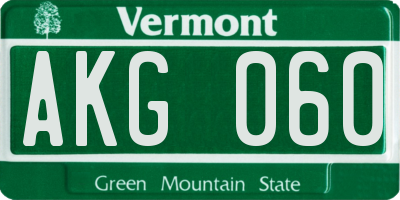 VT license plate AKG060