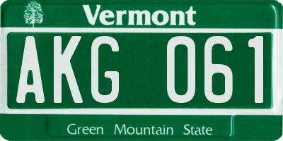 VT license plate AKG061
