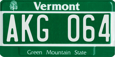 VT license plate AKG064