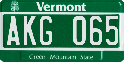 VT license plate AKG065