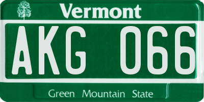 VT license plate AKG066