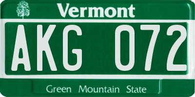 VT license plate AKG072