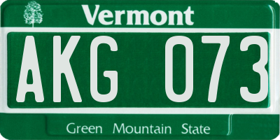 VT license plate AKG073