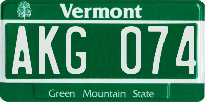 VT license plate AKG074