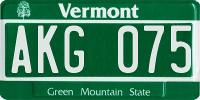 VT license plate AKG075
