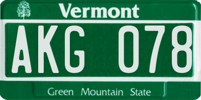 VT license plate AKG078