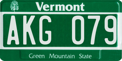 VT license plate AKG079
