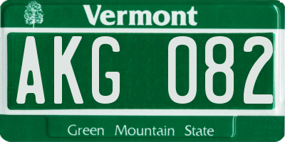 VT license plate AKG082