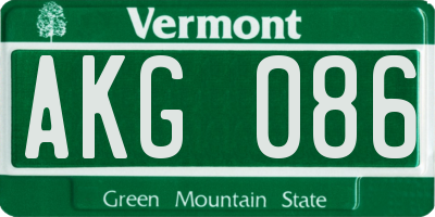 VT license plate AKG086