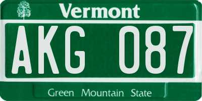 VT license plate AKG087