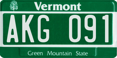 VT license plate AKG091