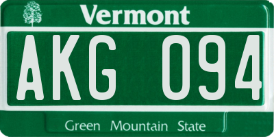 VT license plate AKG094