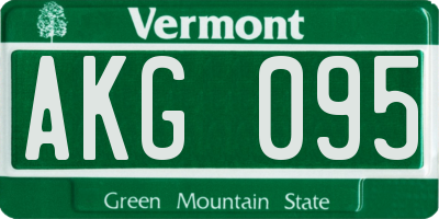 VT license plate AKG095