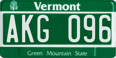 VT license plate AKG096