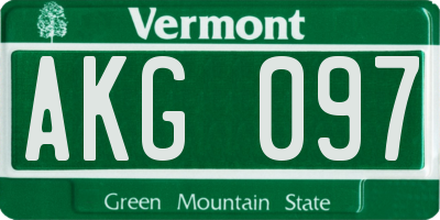 VT license plate AKG097