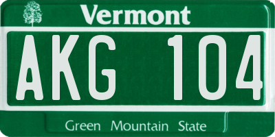 VT license plate AKG104
