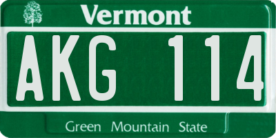 VT license plate AKG114