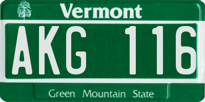 VT license plate AKG116
