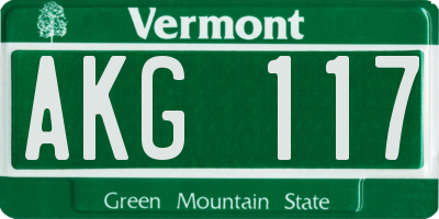 VT license plate AKG117