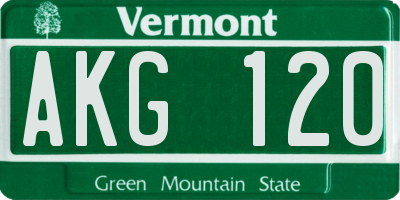 VT license plate AKG120