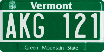 VT license plate AKG121