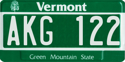 VT license plate AKG122
