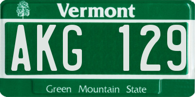 VT license plate AKG129