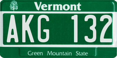 VT license plate AKG132