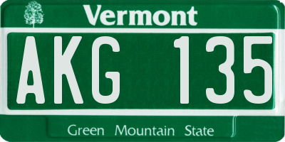 VT license plate AKG135