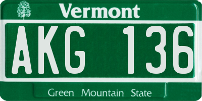 VT license plate AKG136