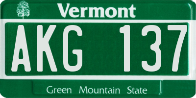 VT license plate AKG137