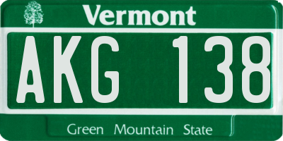 VT license plate AKG138