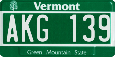 VT license plate AKG139