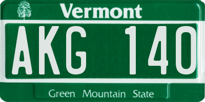 VT license plate AKG140
