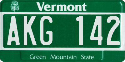 VT license plate AKG142