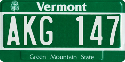 VT license plate AKG147
