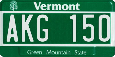 VT license plate AKG150